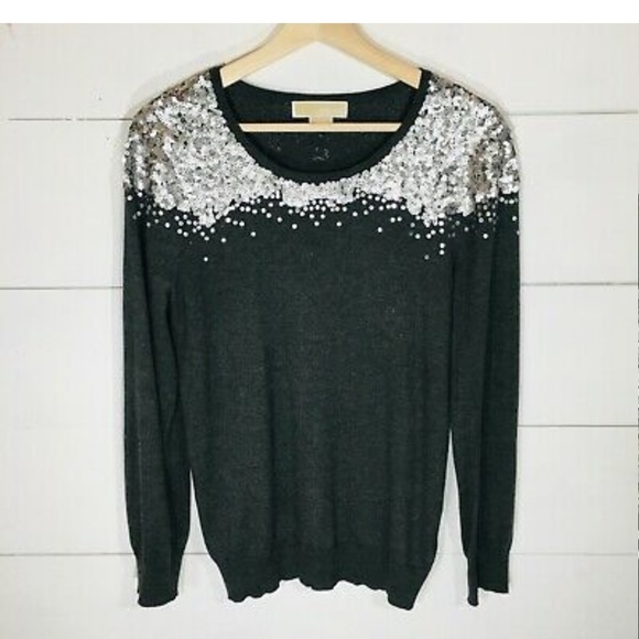 Michael Kors Sweaters - Michael  Kors Gray Sequins Sweater